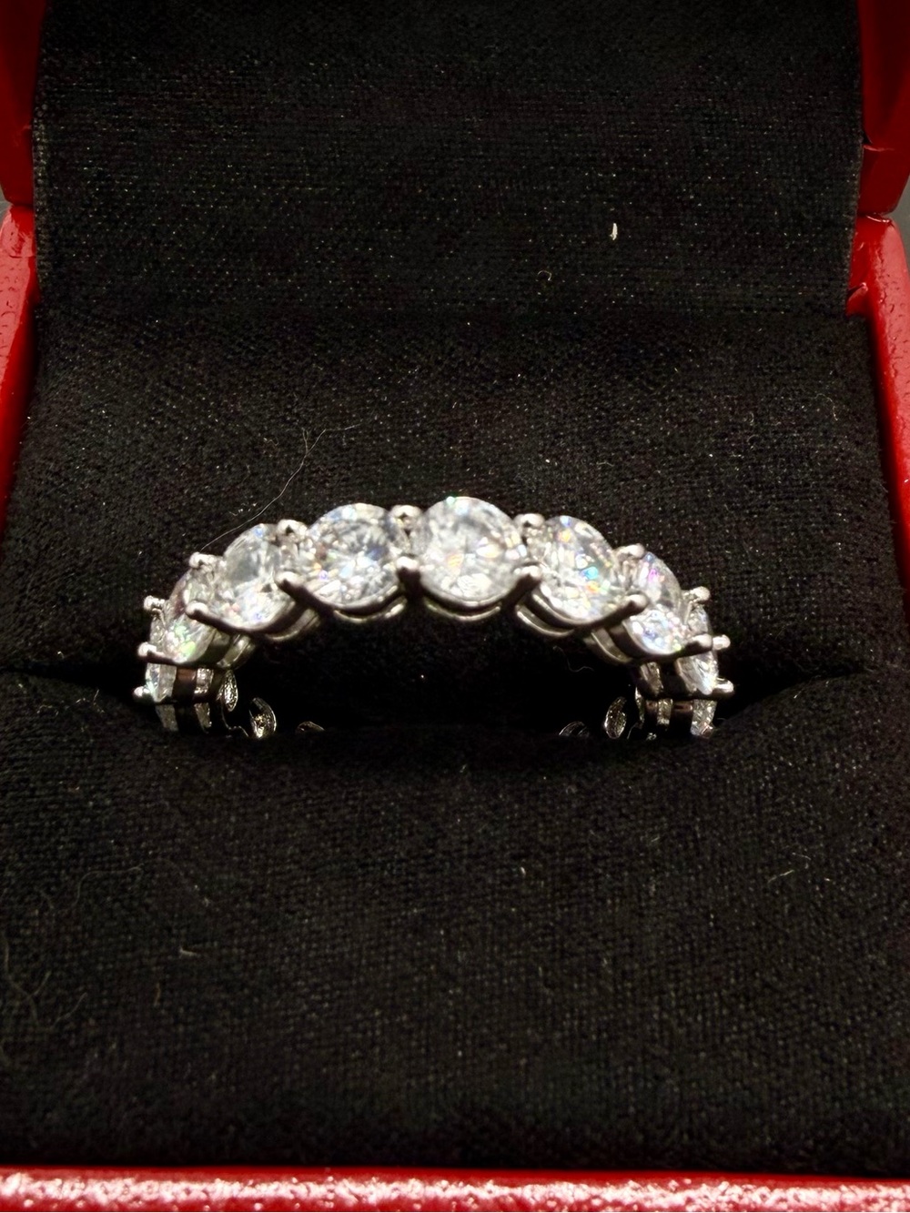 Stunning Sterling Silver 16-Stone Eternity Band Ring - Size 6 / 6.5